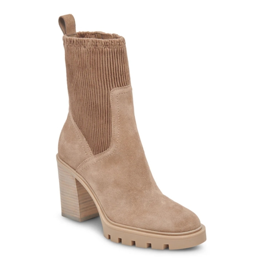 NWT Dolce Vita The Marni Waterproof Suede Boot Truffle Lug Sole Size 5.5